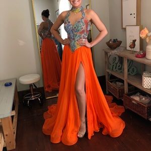 Size 0 Jovani, bright orange